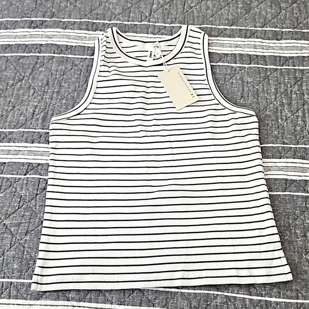 NWT. Pact brand Favorite Rib striped Racerback tank, size medium.